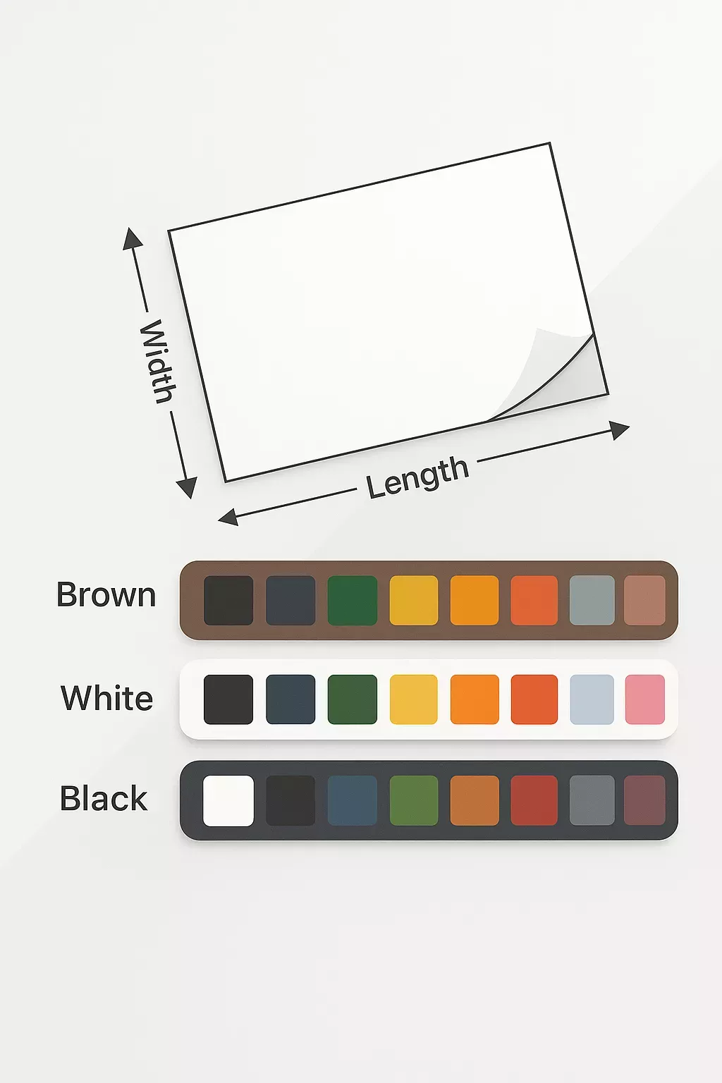 Custom paper available sizes chart — multiple size options