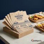 fish and chip paper with logo