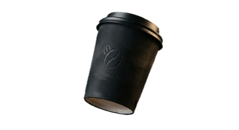 Soft touch matte coated coffee cup